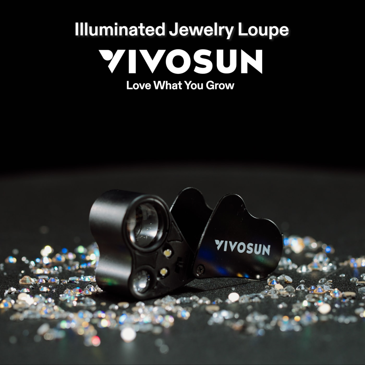 Vivosun 30X-60X Jewelers Loupe Magnifier with LED Light (2-Pack Black)