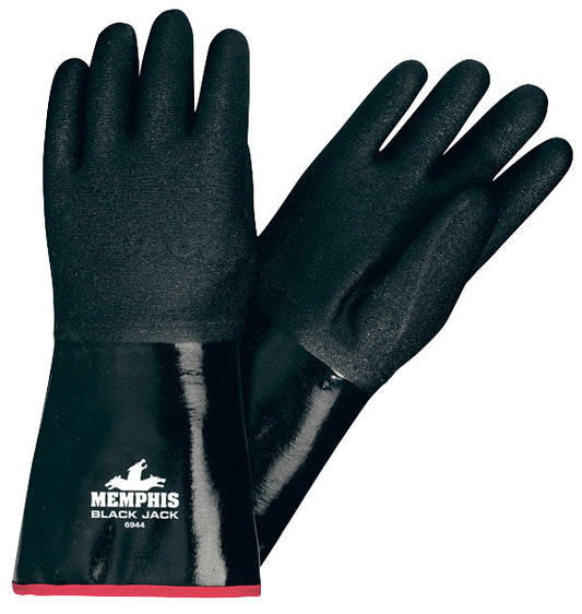 MCR Safety 6944 Black Jack® Series Black Neoprene Coated Work Gloves Multi-Dipped Etched Rough Neoprene 14 Inch Length Fully Coated Foam Lining (1 DZ)