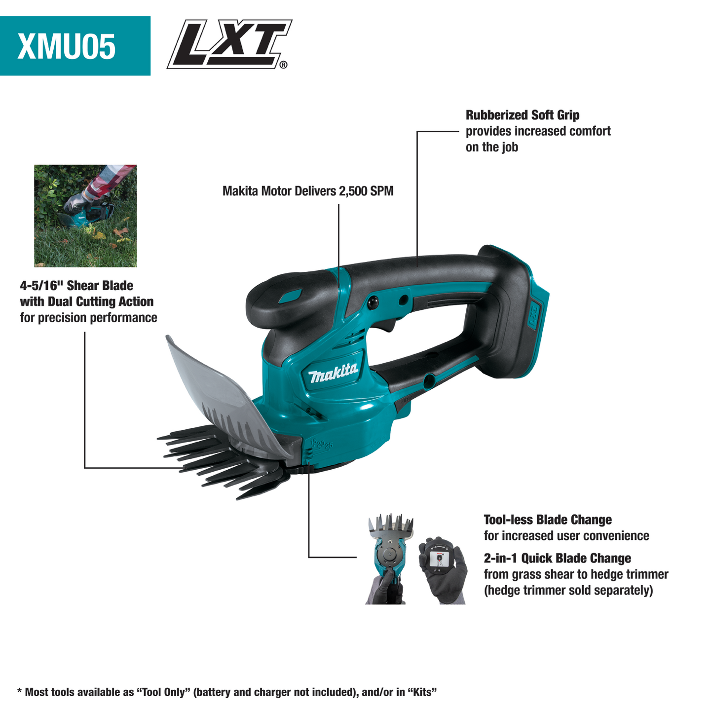 Makita XMU05Z 18V LXT® Lithium‘Ion Cordless 4‘5/16" Grass Shear, Tool Only