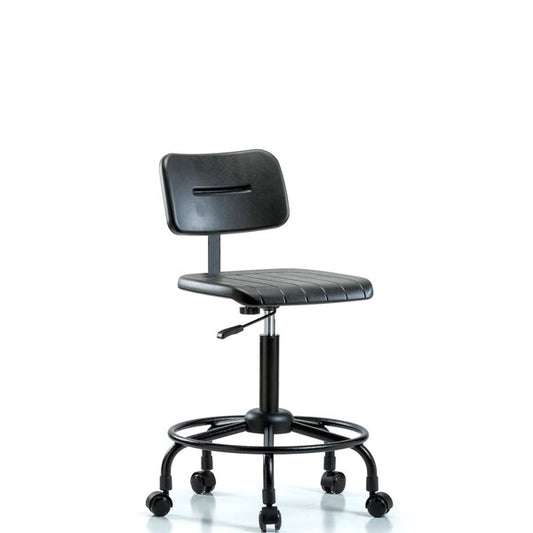 Blue Ridge Ergonomics BPMBCH-RT-RC Core Polyurethane Chair - Medium Bench Height with Round Tube Base and Casters