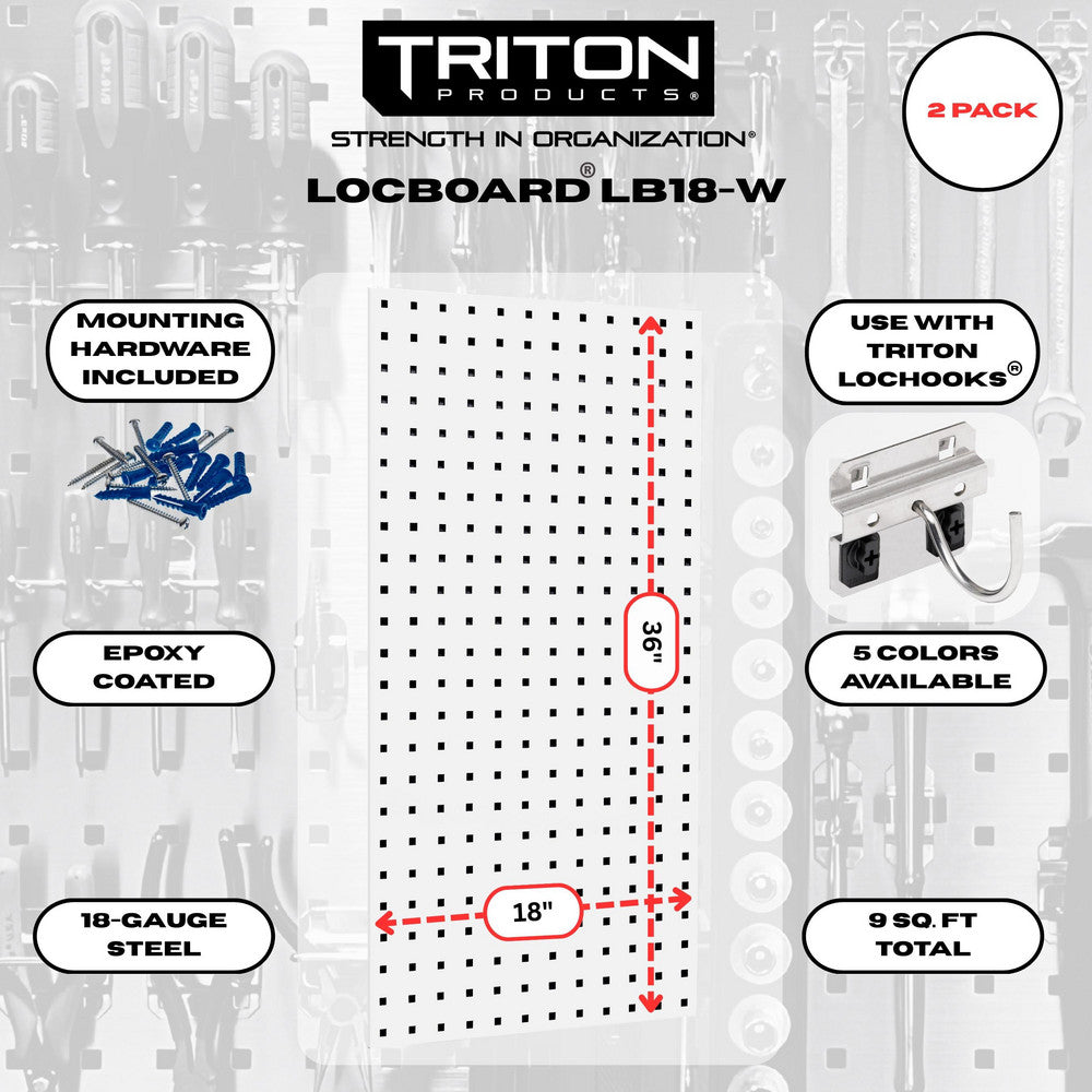 Triton Products LB18-W (2) 18" x 36" x 9/16" LocBoard Pegboards