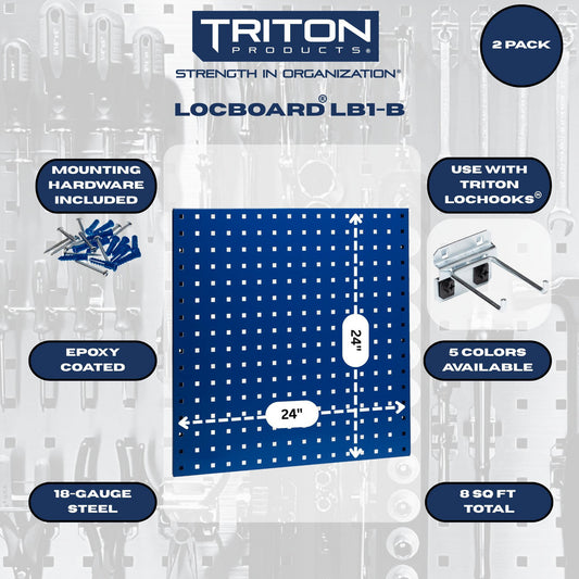 Triton Products LB1-B (2) 24" x 24" x 9/16" Blue LocBoard Pegboards
