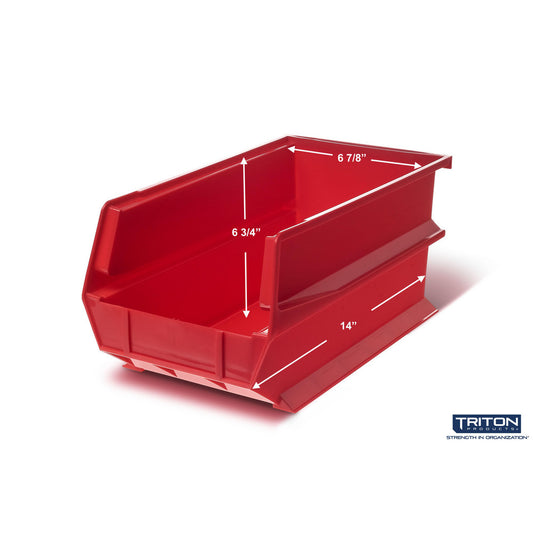 Triton Products 3-240R 14-3/4" L x 8-1/4" W x 7" H Red Bin 6 CT