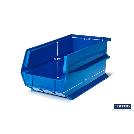 Triton Products 3-240BWS Wall Storage - Lg Blue Bins/Rails 8 CT
