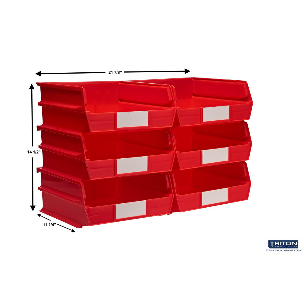 Triton Products 3-235R 10-7/8" L x 11" W x 5" H Red Bin 6 CT