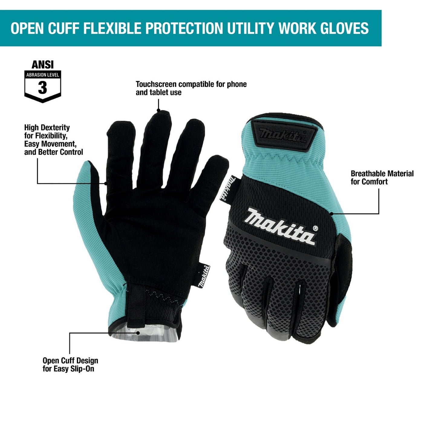 Makita T-04123 FitKnit, Cut Level 1 Nitrile Coated Dipped Gloves (Large/X‘Large)