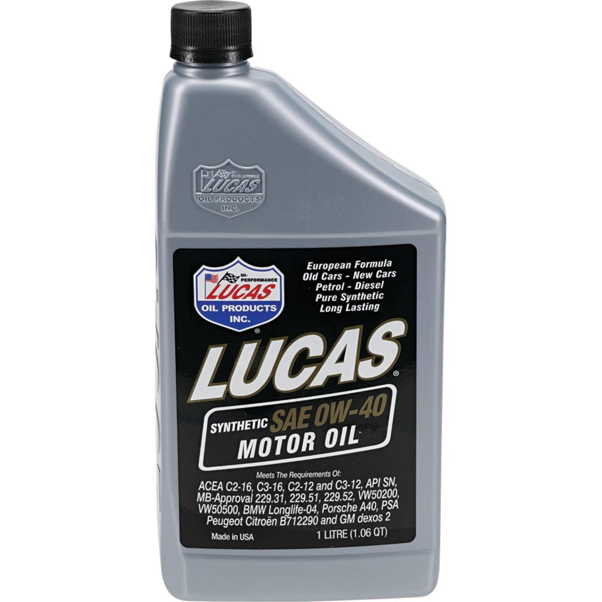 Lucas Oil 10210 Synthetic SAE 0W-40 European Formula Motor Oil/1.05 Quart (1 L)