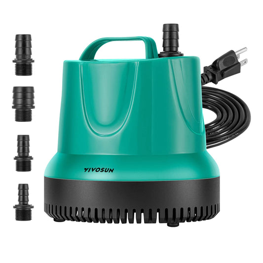 Vivosun 1150GPH 100W Submersible Pump for Fish Tank, Pond, Aquarium, Hydroponic Systems with 5ft Power Cord and 4 Nozzles