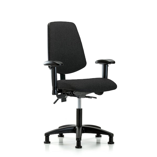 Blue Ridge Ergonomics FDHCH-MB-RG-T0-A1-RG-F42 Rutledge Fabric Chair - Desk Height with Medium Back, Adjustable Arms, & Stationary Glides in Black Fabric