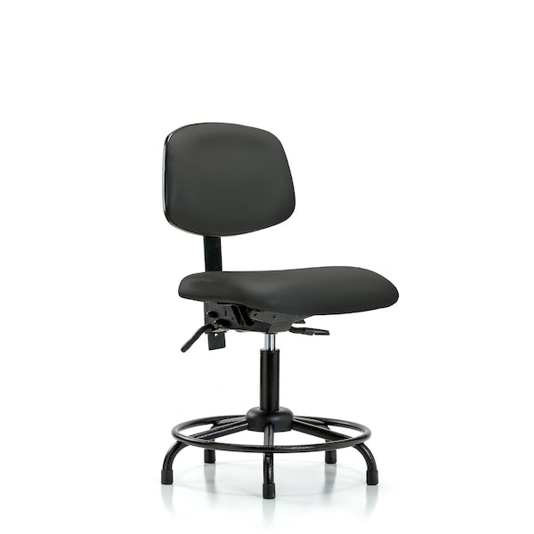 Blue Ridge Ergonomics VDHCH-CR-T0-A0-CC-8605 Rutledge Vinyl Chair Chrome - Desk Height with Casters in Charcoal Trailblazer™ Vinyl