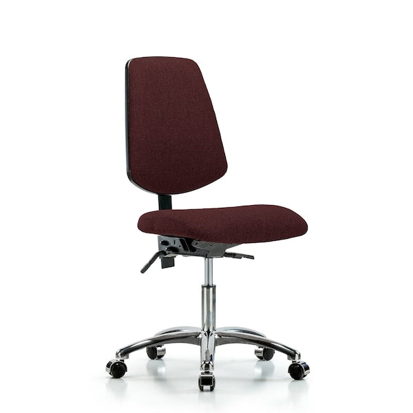 Blue Ridge Ergonomics FDHCH-MB-CR-T0-A0-CC-F41 Rutledge Fabric Chair Chrome - Desk Height with Medium Back & Casters in Burgundy Fabric