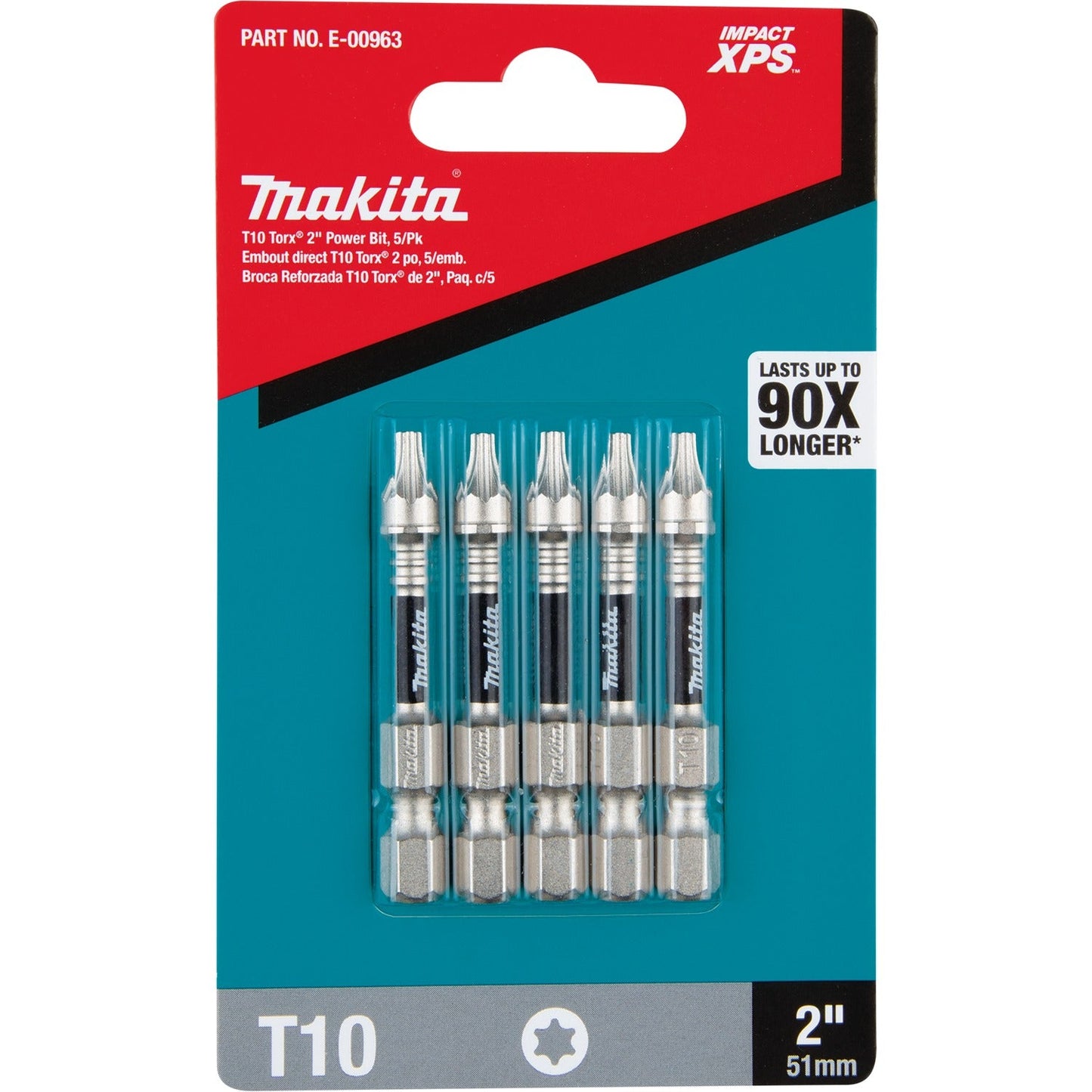 Makita E-00963 Impact XPS® T10 Torx 2" Power Bit, 5/pk