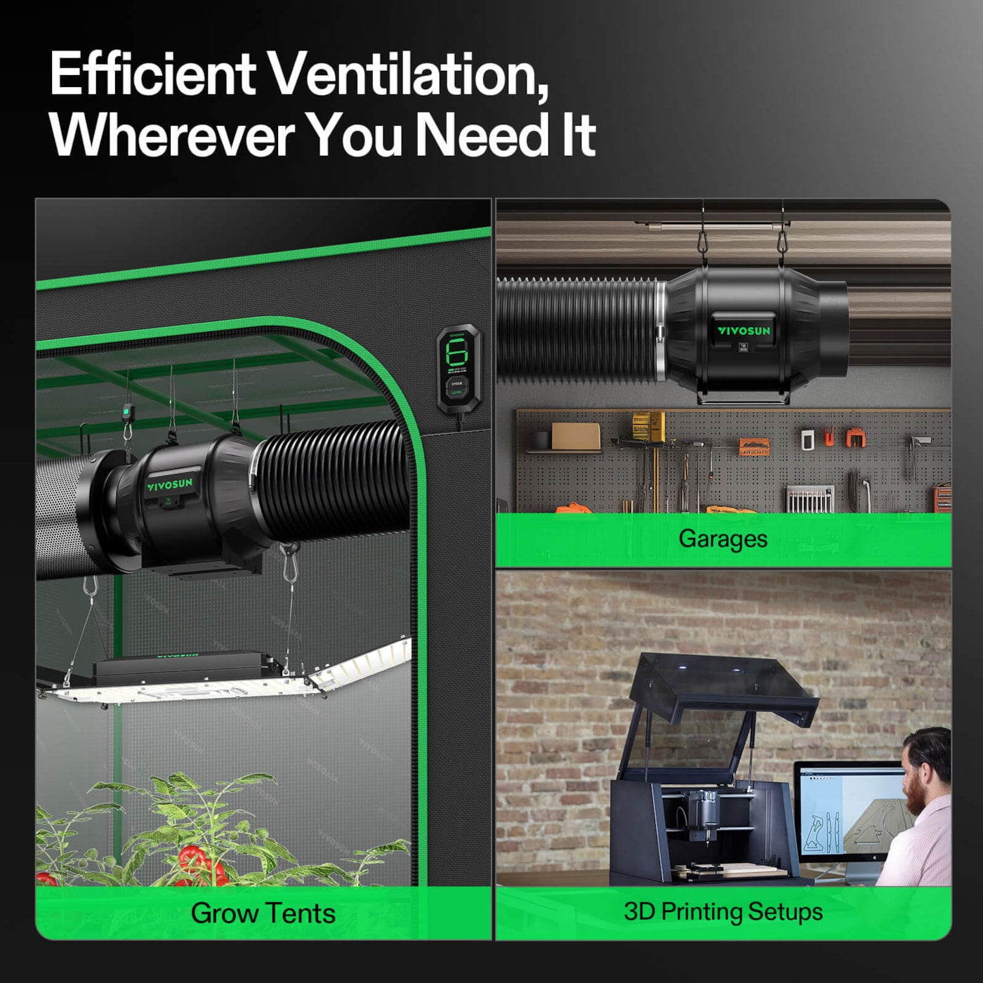 Vivosun Smart Air Filtration Kit 6', AeroZesh T6 Inline Fan with E12 Speed Controller, Carbon Filter & Ducting Combo