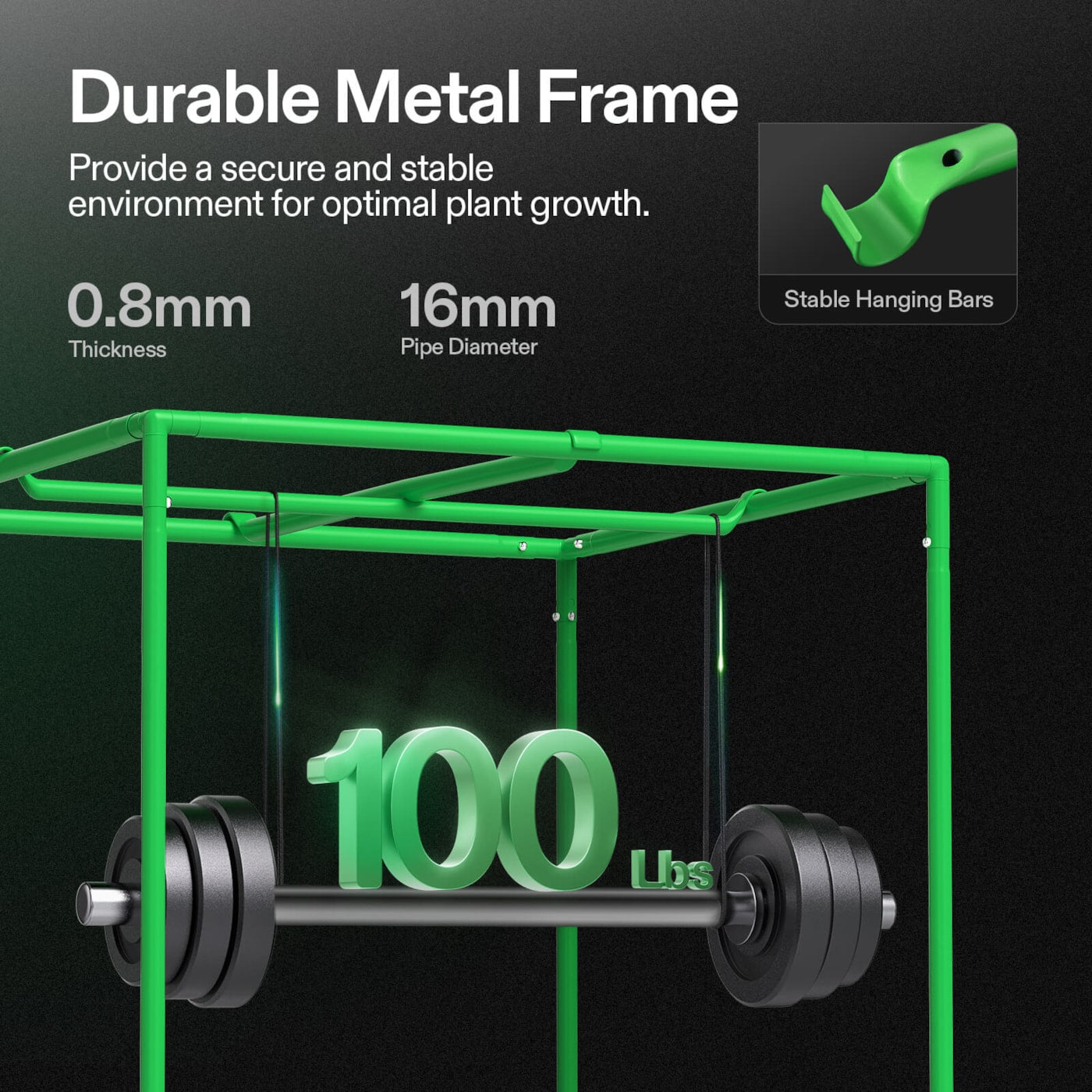 Vivosun Grow Tent 2x3 S326, 1-2 Plants Use, 600D Light-proof Oxford, 20' x 36' x 63', For Indoor Plants Growing