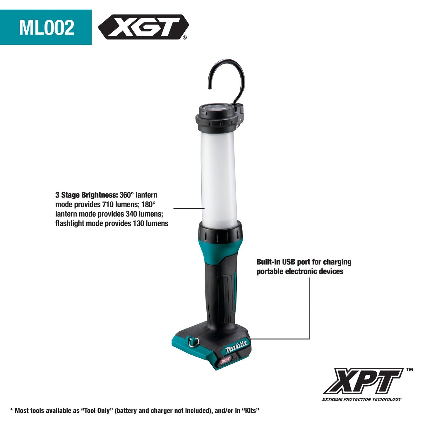 Makita ML002G 40V max XGT® Cordless L.E.D. Lantern/Flashlight, Flashlight Only