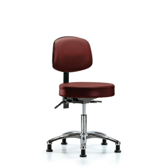 Blue Ridge Ergonomics VDHST-CR-T0-RG-8815 Rutledge Vinyl Stool with Back Chrome - Desk Height with Stationary Glides in Borscht Supernova™ Vinyl