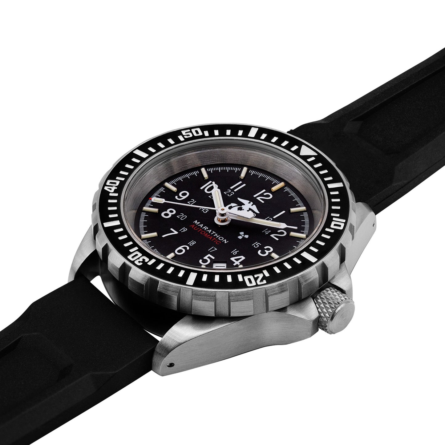 Marathon WW194006SS-0230 Large Diver's Automatic (GSAR) - 41mm - USMC with 3 pieces Black Rubber Strap