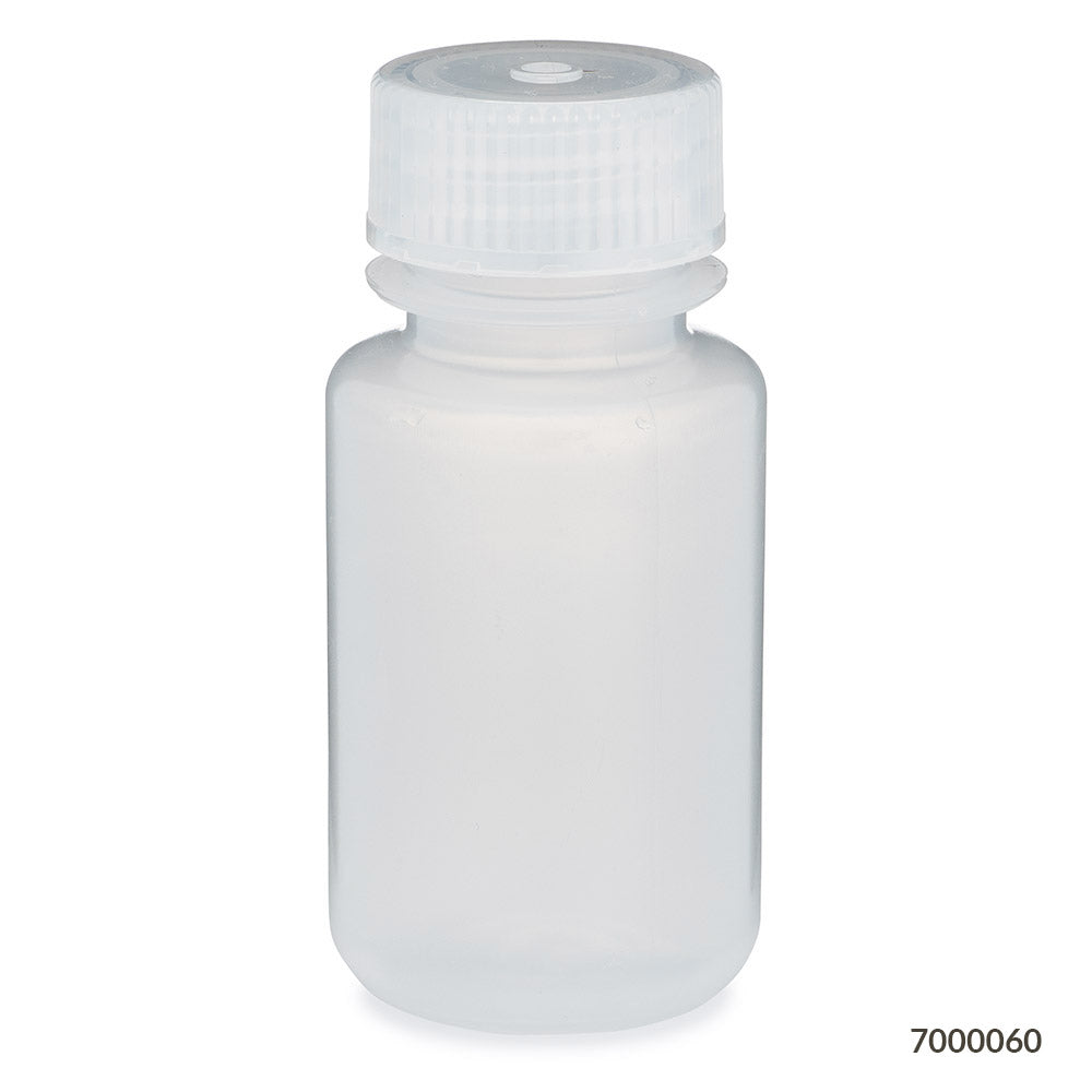 Globe Scientific 7000060 Bottle Wide Mouth PP Bottle Attached PP Screw Cap 60mL 12/Pack