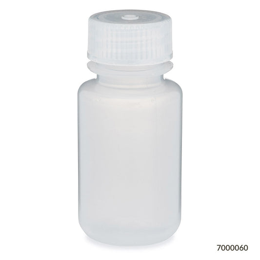 Globe Scientific 7000060 Bottle Wide Mouth PP Bottle Attached PP Screw Cap 60mL 12/Pack