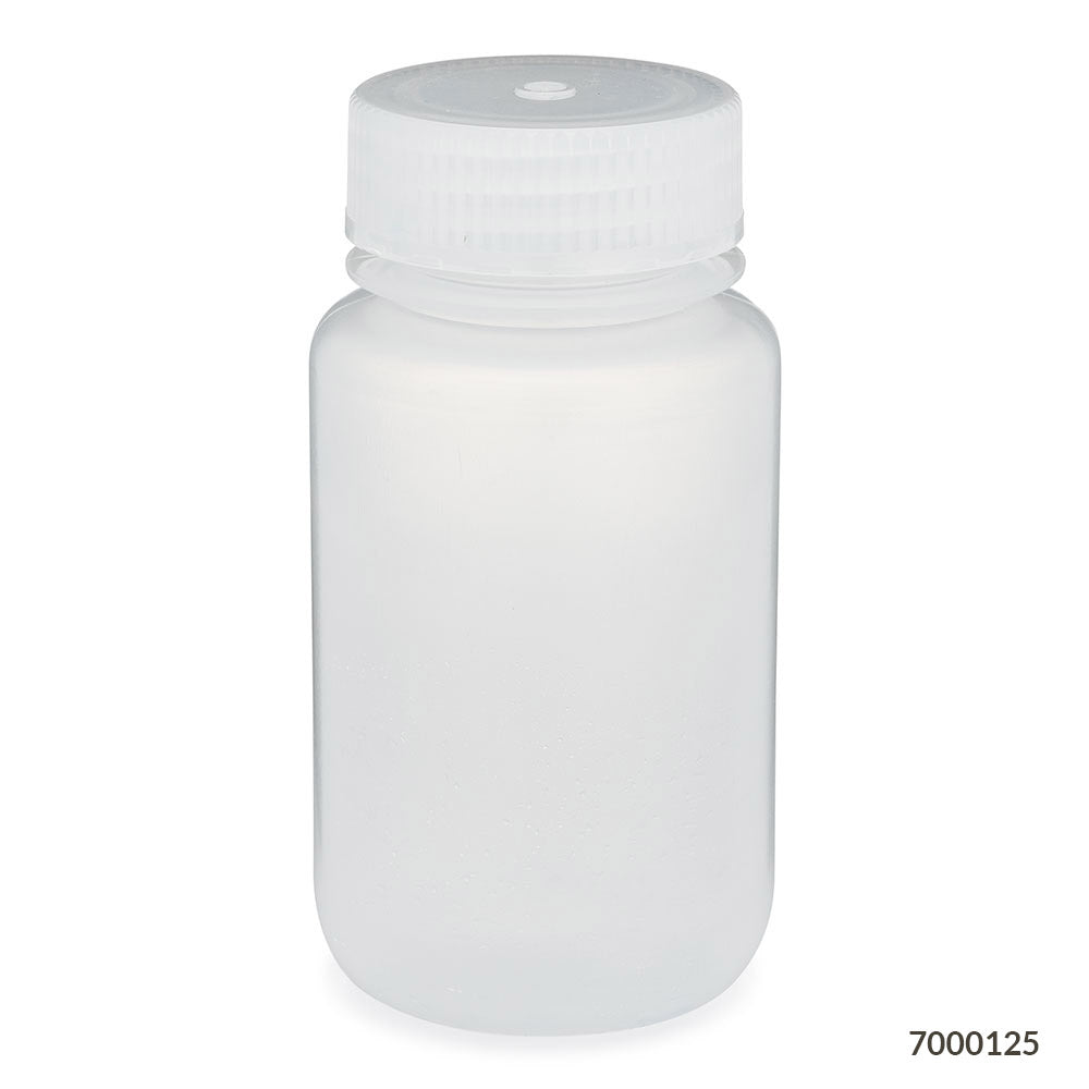 Globe Scientific 7000125 Bottle Wide Mouth PP Bottle Attached PP Screw Cap 125mL 12/Pack
