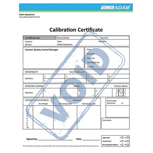 Adam Equipment 700660288 Calibration certificate