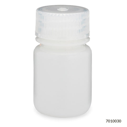 Globe Scientific 7010030 Bottle Wide Mouth HDPE Bottle Attached PP Screw Cap 30mL 12/Pack