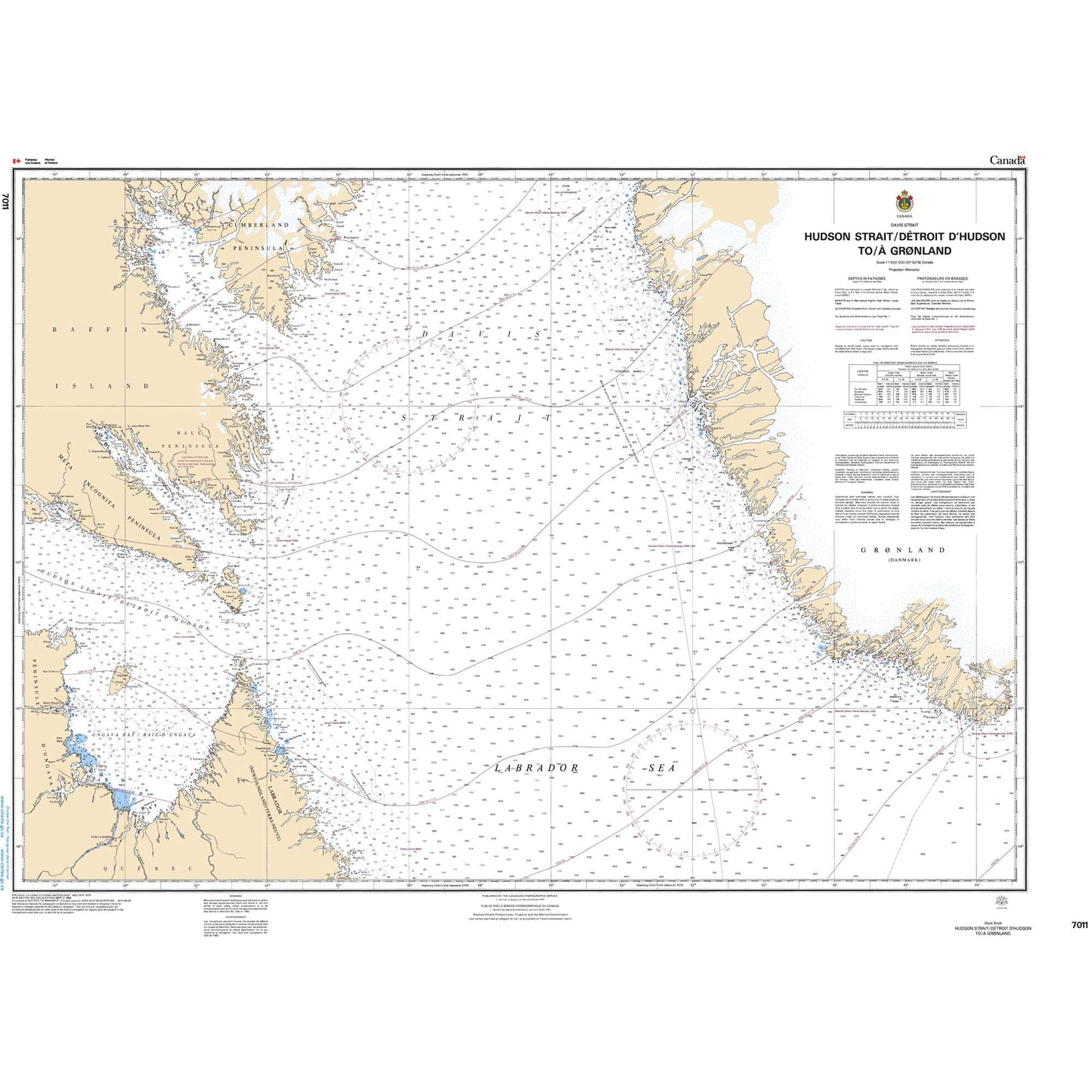 Paradise Clay CAN7011 CHS Chart Hudson Strait/Détroit D'Hudson to/ Groenland