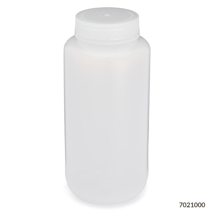 Globe Scientific 7020060 Bottle Wide Mouth LDPE Bottle Attached PP Screw Cap 60mL 12/Pack