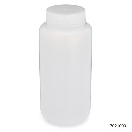 Globe Scientific 7020060 Bottle Wide Mouth LDPE Bottle Attached PP Screw Cap 60mL 12/Pack