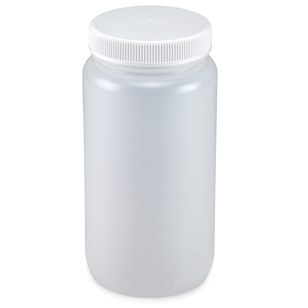 Globe Scientific 7022000 Bottle Wide Mouth LDPE Bottle Attached PP Screw Cap 2 Litres (0.5 Gallons)