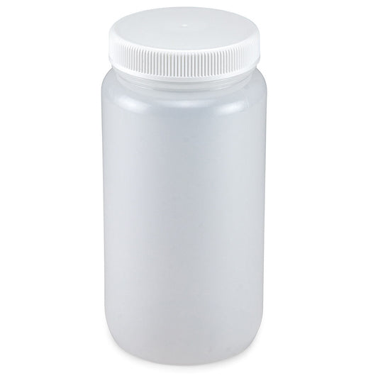 Globe Scientific 7022000 Bottle Wide Mouth LDPE Bottle Attached PP Screw Cap 2 Litres (0.5 Gallons)