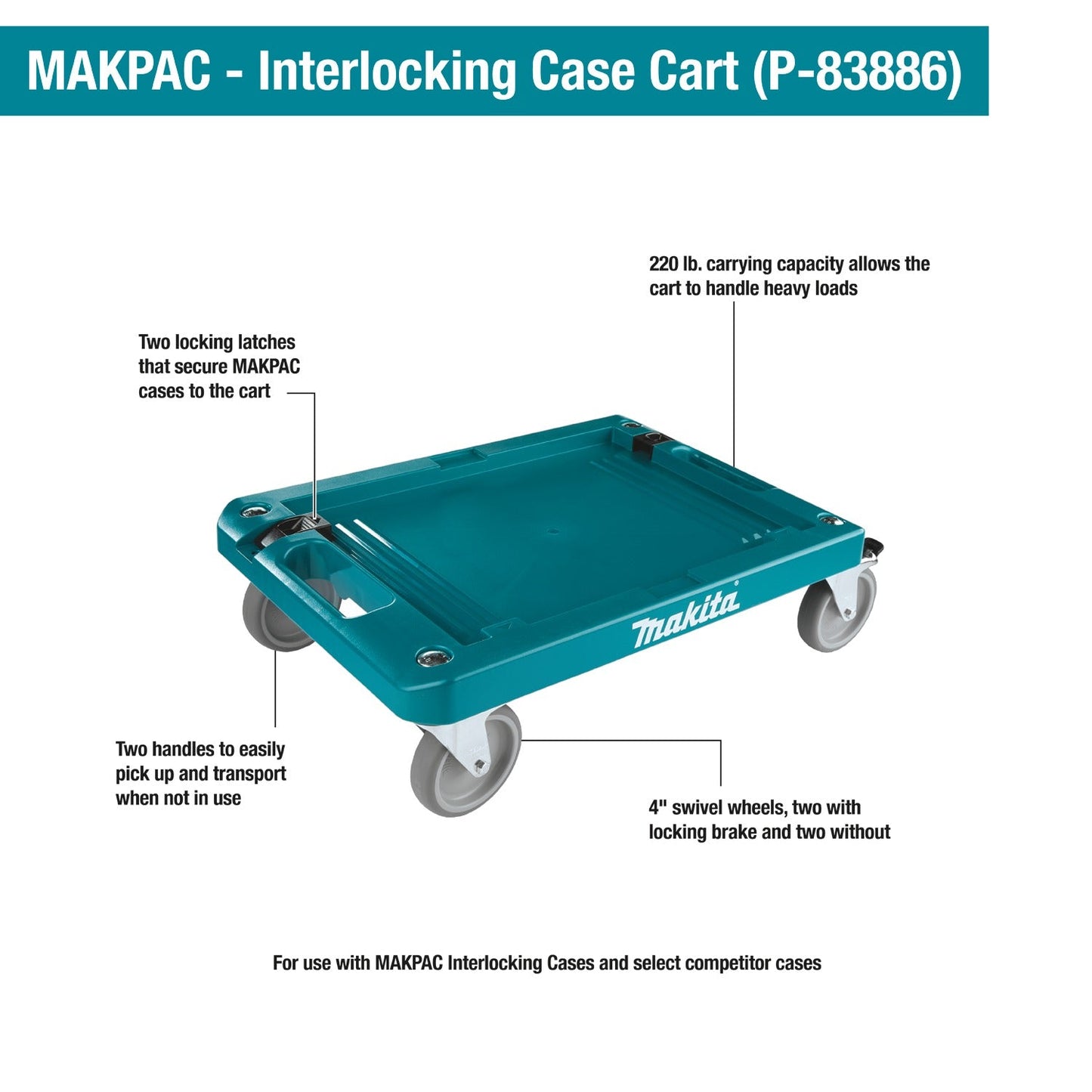 Makita P-83886 MAKPAC Interlocking Case Cart