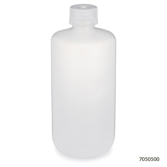 Globe Scientific 7050500 Bottle Narrow Mouth PP Bottle Attached PP Screw Cap 500mL 12/Pack