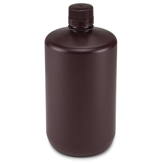 Globe Scientific 7052000AM Bottle Narrow Mouth Amber PP Bottle Attached PP Screw Cap 2 Litres (0.5 Gallons)