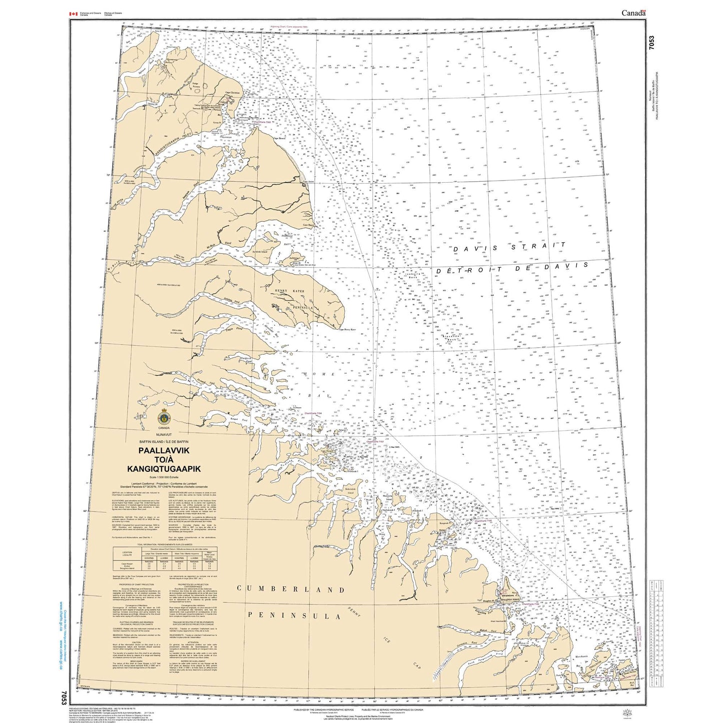 Paradise Clay CAN7053 CHS Chart Padloping Island to Clyde Inlet
