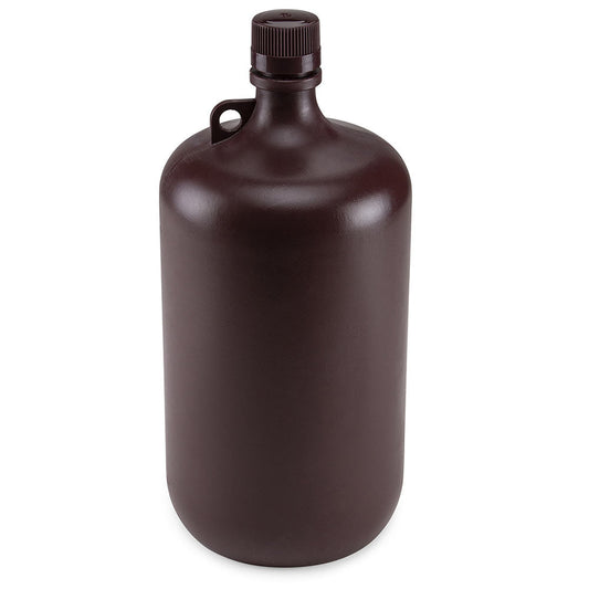 Globe Scientific 7054000AM Bottle Narrow Mouth Amber PP Bottle Attached PP Screw Cap 4 Litres (1 Gallon)