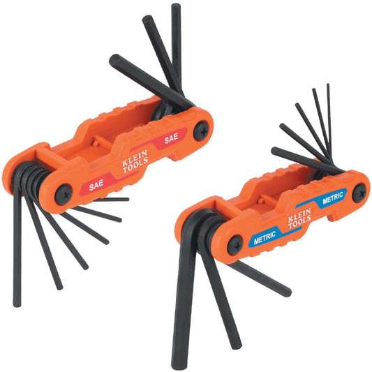 Klein Tools 70542 Compact Folding Hex Key Set, SAE and Metric