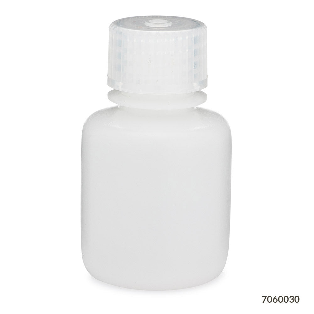 Globe Scientific 7060030 Bottle Narrow Mouth HDPE Bottle Attached PP Screw Cap 30mL 12/Pack