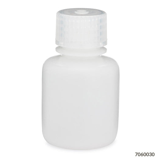 Globe Scientific 7060030 Bottle Narrow Mouth HDPE Bottle Attached PP Screw Cap 30mL 12/Pack