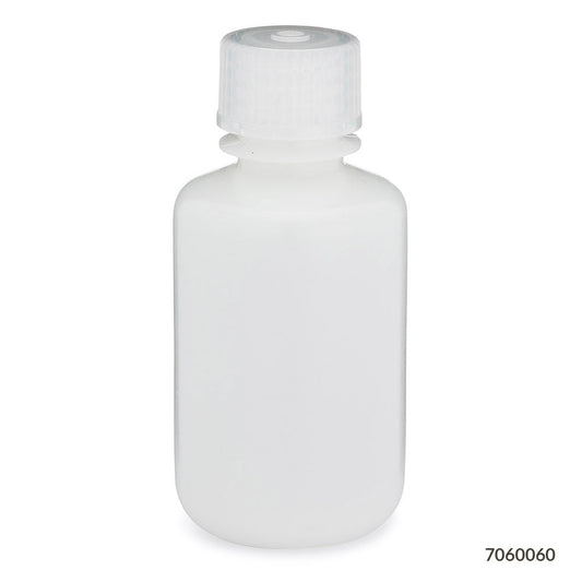Globe Scientific 7060060 Bottle Narrow Mouth HDPE Bottle Attached PP Screw Cap 60mL 12/Pack, BAG/12