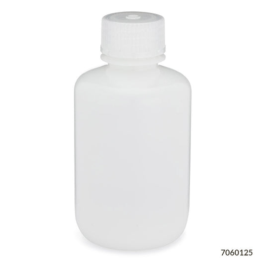 Globe Scientific 7060125 Bottle Narrow Mouth HDPE Bottle Attached PP Screw Cap 125mL 12/Pack