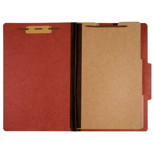 AbilityOne 7530009908884 SKILCRAFT Three Section Pressboard File Folder - 3" Expansion - 6 x Prong Fastener(s) - 1" Fastener Capacity for Folder - 1/3 Tab Cut - 2 Divider(s) - 25 pt. Folder Thickness - Pressboard - Red - 1 Each