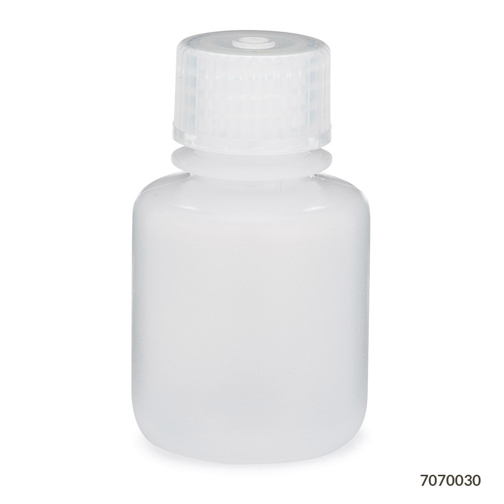 Globe Scientific 7070030 Bottle Narrow Mouth LDPE Bottle Attached PP Screw Cap 30mL 12/Pack