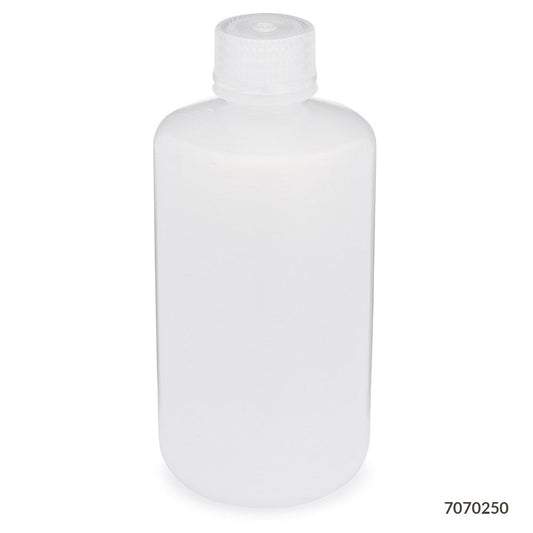 Globe Scientific 7070250 Bottle Narrow Mouth LDPE Bottle Attached PP Screw Cap 250mL 12/Pack