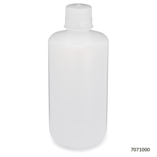 Globe Scientific 7071000 Bottle Narrow Mouth LDPE Bottle Attached PP Screw Cap 1000mL 6/Pack