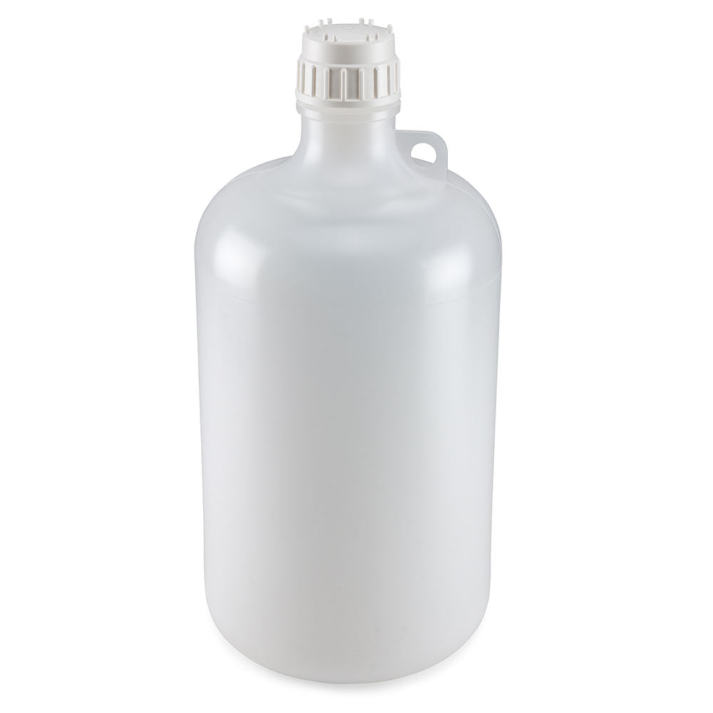 Globe Scientific 7078000 Bottle Narrow Mouth LDPE Bottle Attached PP Screw Cap 8 Litres (2 Gallons)