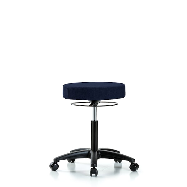 Blue Ridge Ergonomics FMBSO-RG-NF-RC-F45 Rutledge Fabric Stool without Back - Medium Bench Height with Casters in Navy Fabric