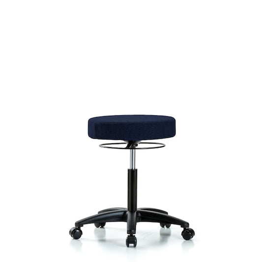 Blue Ridge Ergonomics FMBSO-RG-NF-RC-F45 Rutledge Fabric Stool without Back - Medium Bench Height with Casters in Navy Fabric