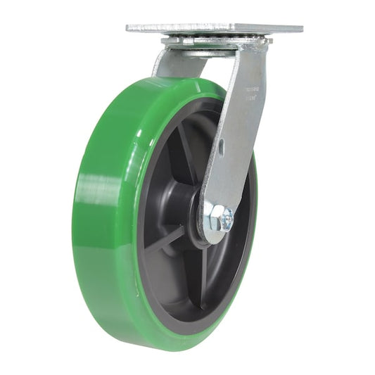 Vestil CST-F34-8X2DT-S Polyurethane Swivel Caster 8 In. Diameter x 2 In. Width 1000 Lb. Capacity Green/Black