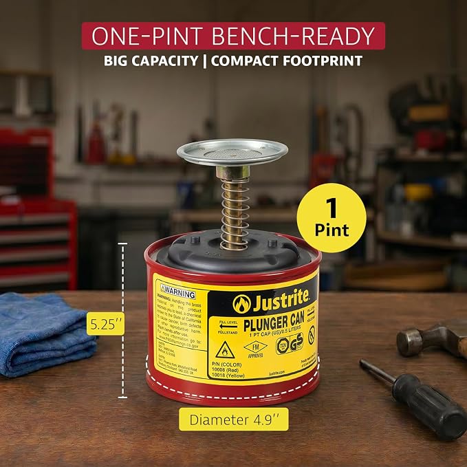 JUSTRITE 10008 Plunger Can 1Pt